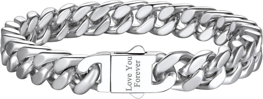 Richsteel 5/7/9/12mm Wide Miami Cuban Link Chain Bracelet for Men Women,Stainless Steel/Gold/Black Plated,7.4/8.2/9 Inch Length,Hip Hop Urban Street-wear Jewelry(Gift Wrapped)