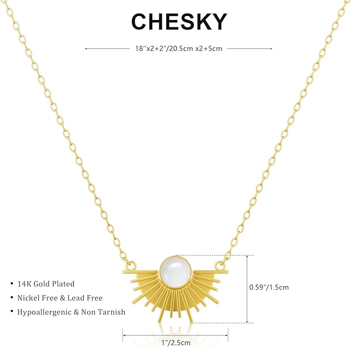 CHESKY Layered Necklaces for Women Trendy, Dainty 14k Gold Plated Pendant Necklace Layering Necklace for Women Non Tarnish Hypoallergenic Sun Gold Necklace Stack Gold Jewelry for Women Gifts