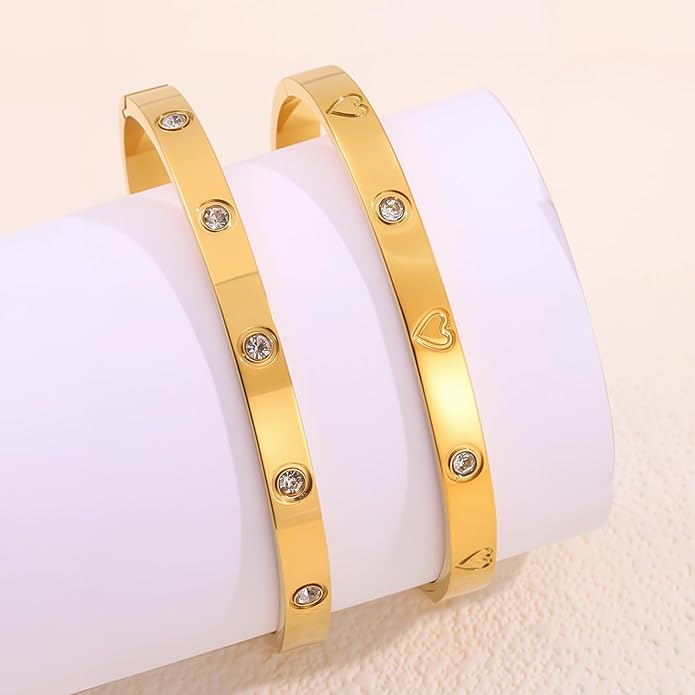 Silver Bangles for Women - Stainless Steel Love & Friendship Bracelet Set with Gift Box | Daily Wear & Party Jewelry