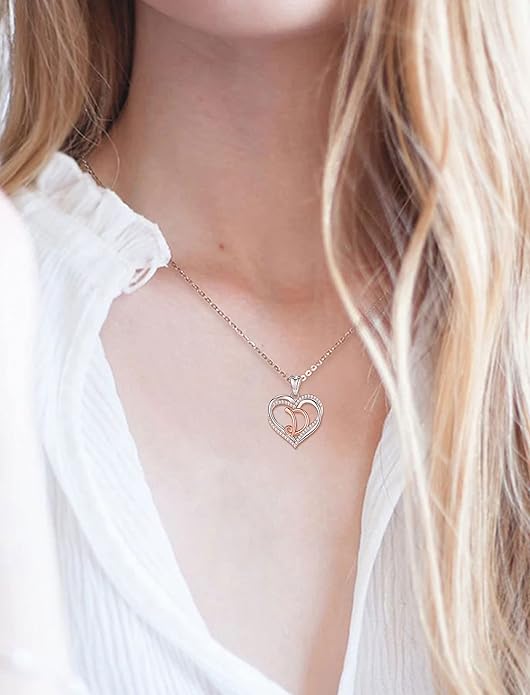 INFUSEU Unique Initial Necklaces for Women Girls Small Heart Letter Jewelry, Meaningful Personalized Gifts