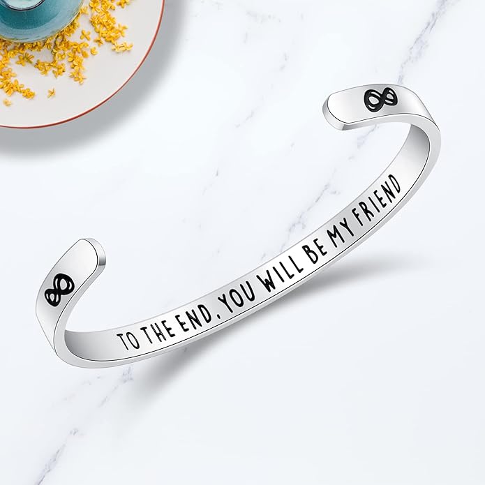 TONY & SANDY Inspirational Bracelets for Women Teen Girls Personalized Gifts for Daughter Granddaughter Mom Sister Friends Stainless Steel Engraved Cuff Birthday Easter Christmas