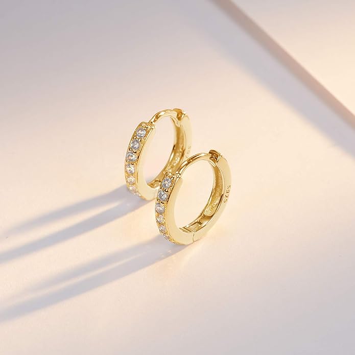 SWEETV 925 Sterling Silver Huggie Hoop Earrings for Women Girls-Tiny Small Cartilage Hoop Earring