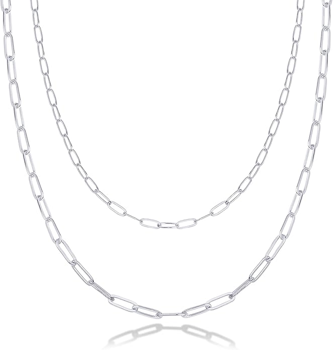 PAVOI 14K Gold Plated Dainty Layering Necklaces for Women | Snake Chain, Curb Link, Paperclip Layered Chains | Trendy Layering Necklace