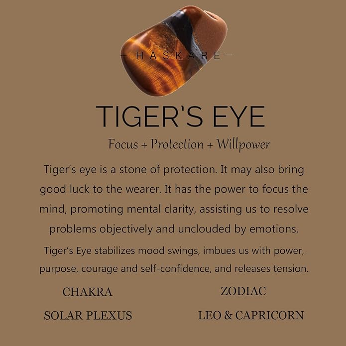 Protection Crystals Mens Bracelet Tiger Eye, Natural Stone Multicolored Tiger Eye Bracelets for Men, HASKARE Healing Crystals Unique Energy Beads Bracelet Gift for Mens Jewelry Trendy Spiritual Relief