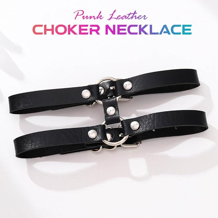 CLOACE Punk Leather Choker Necklace Black Gothic Collar Chokers Necklaces Wide Leathers Costume Jewelry Accessories for Women