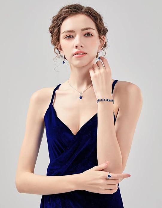 ZCGJWE Wedding Jewelry Set for Women Gem Necklace Earrings Bracelet Luxury Jewelry Set Birthday Valentine's Day Mother's Day Christmas Prom Jewelry Gift