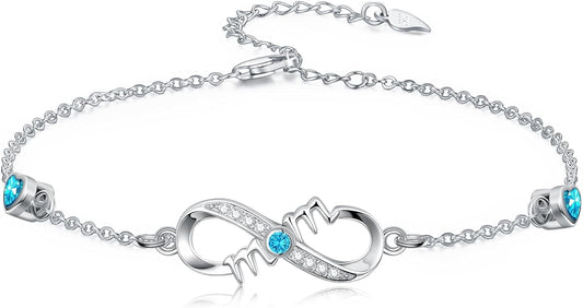 Dorunmo Infinity Bracelet Mom Bracelet 925 Sterling Silver 14K Gold Plated Infinity Heart Anklet for Women Christmas Jewelry Gifts for Wife Mom Daughter