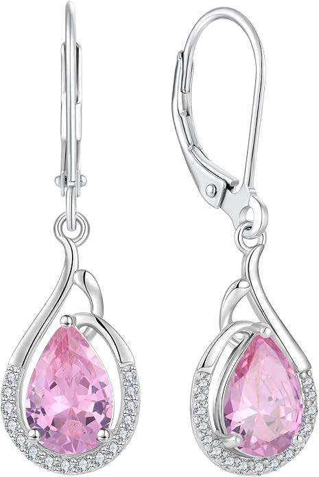 Starchenie Teardrop Dangle Drop Earrings 925 Sterling Silver Pear Birthstones Leverback Earrings Gift for Women