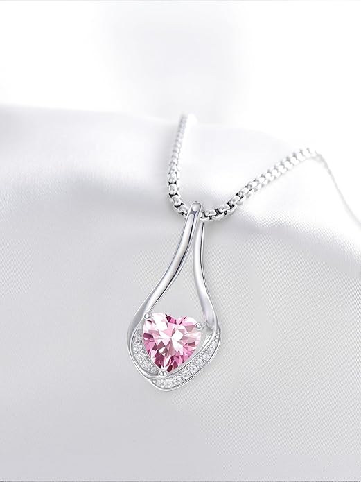 Birthstone Necklaces for Women,18k Yellow/White Gold Plated Forever Love Heart Infinity Pendant Necklace Anniversary Jewelry Christmas Birthday Gifts for Women Her Wife Girlfriend