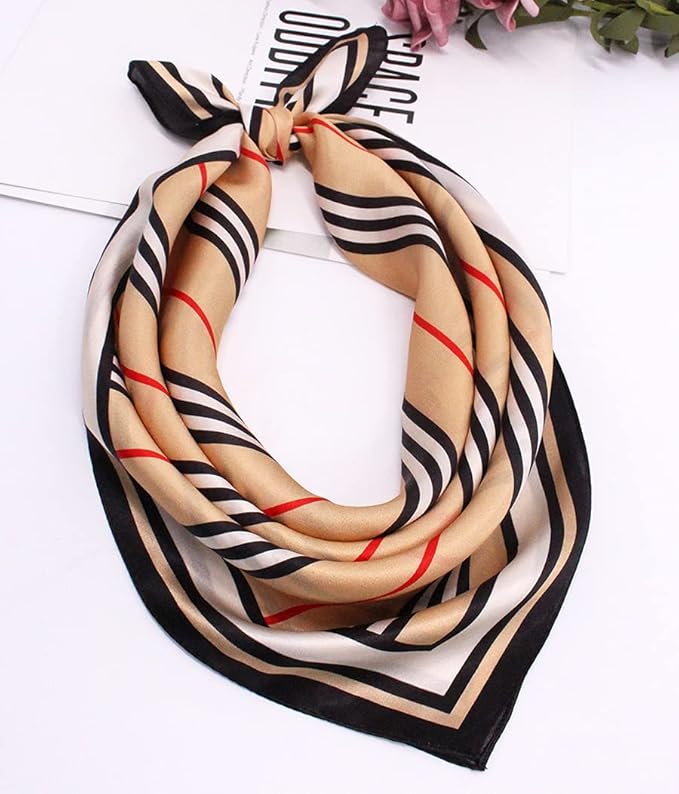 ANDANTINO 100% Mulberry Silk Scarf -21” Lightweight Square Neckerchief – Breathable Digital Printed Scarves with Gift Packed
