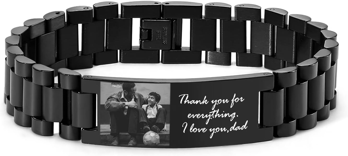 VNOX Masculine Watch Band Stainless Steel Link Bracelet Personalized Jewelry Gift for Men DAD Father Husband Boyfriend