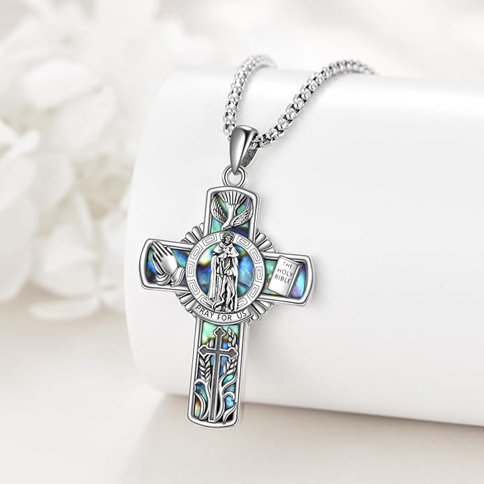 YFN Patron Saint Necklace Sterling Silver Amulet Medal Pendant Religious Protector Jewelry Gifts for Women Men