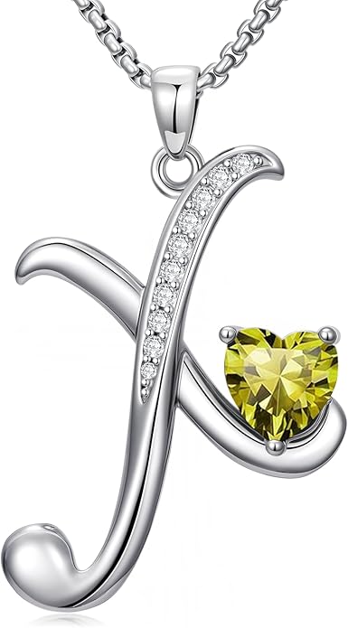 Christmas Gifts for Women Alphabet A to Z Initial Birthstone Pendant Necklaces for Women - 18k White Gold Plated Personalized Name Jewelry Valentine Mothers Day Birthday Gifts for Women Her Girlfriend