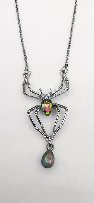 MIFYNN Vintage Gothic Spider Necklace Halloween Crystal Spider Pendant Necklace Punk Style Reptile Animal Jewelry for Woman