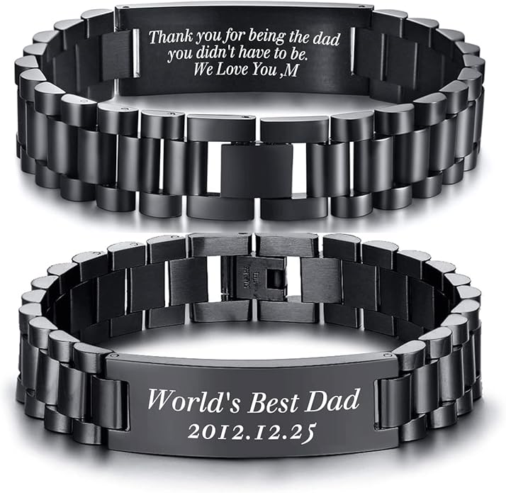 VNOX Masculine Watch Band Stainless Steel Link Bracelet Personalized Jewelry Gift for Men DAD Father Husband Boyfriend