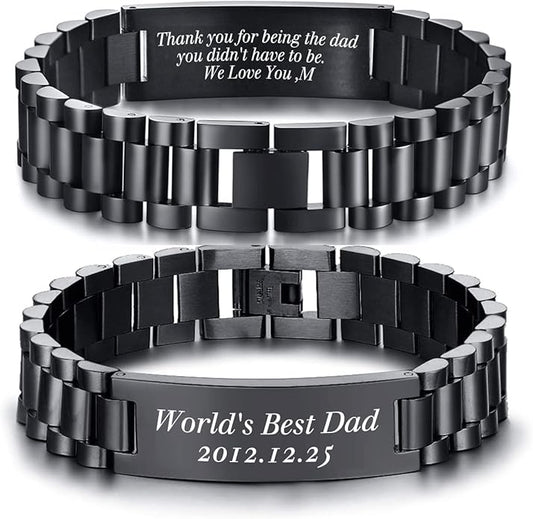 VNOX Masculine Watch Band Stainless Steel Link Bracelet Personalized Jewelry Gift for Men DAD Father Husband Boyfriend
