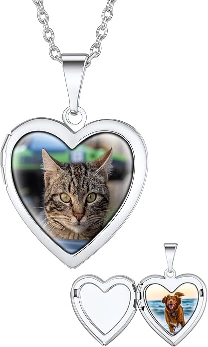 Supcare Locket Necklace That Holds Pictures-Engraved Photo Pendant Custom Jewellery Gifts for Men Women (with Jewellery Gift Box)