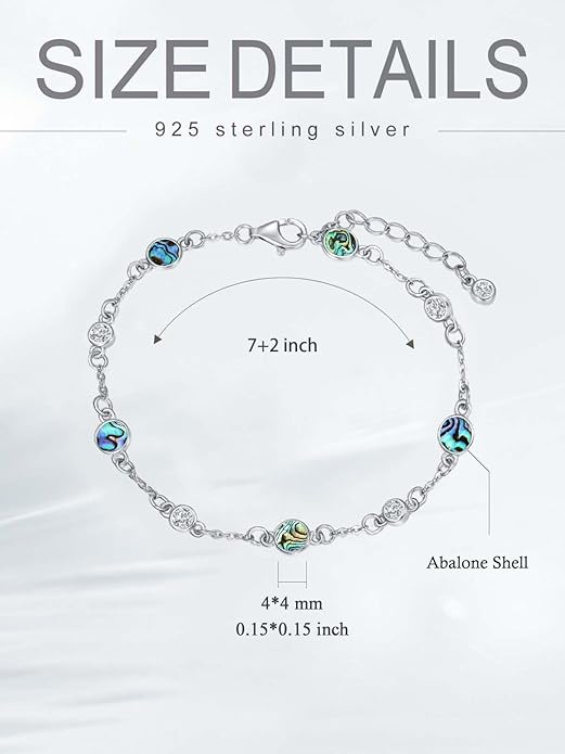 Anklet Bracelet for Women 925 Sterling Silver Natural Stone Chain Ankle Bracelet Beach Summer Fine Jewelry Birthday Christmas Gifts for Women Her Mom