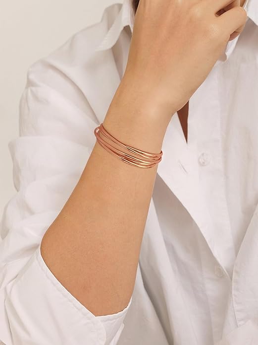 Gold Cuff Bracelet for Women Chunky Multi-layer Cross Wire Open Bracelet Hollow Wide Cuff Bracelets Adjustable Gold Open Cuff Bangle Bracelet