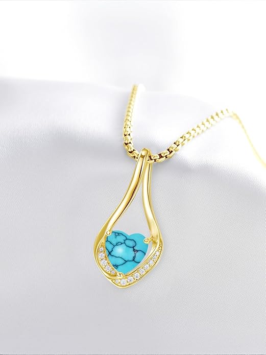 Birthstone Necklaces for Women,18k Yellow/White Gold Plated Forever Love Heart Infinity Pendant Necklace Anniversary Jewelry Christmas Birthday Gifts for Women Her Wife Girlfriend
