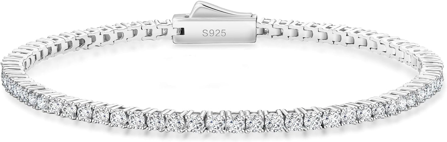 KRKC Moissanite Tennis Bracelet, Gifts For Women, Lab Grown Diamond Tennis Bracelets, 925 Sterling Silver 14K Golden Plated, Hypoallergenic, Luxury Present For Birthday, Daily Jewelry, 2.1-13.2 Ct.Tw