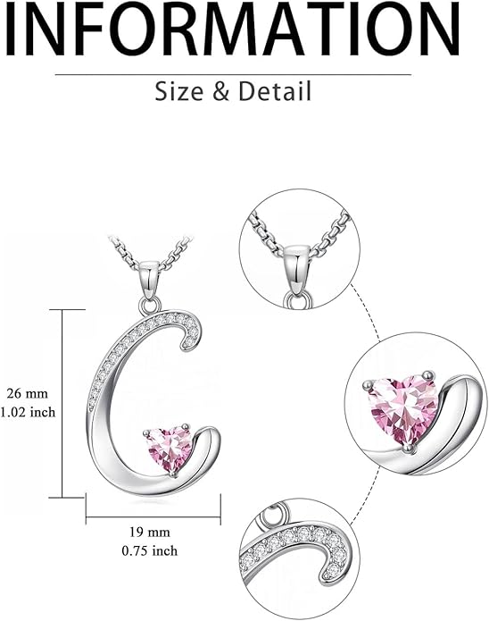 Christmas Gifts for Women Alphabet A to Z Initial Birthstone Pendant Necklaces for Women - 18k White Gold Plated Personalized Name Jewelry Valentine Mothers Day Birthday Gifts for Women Her Girlfriend