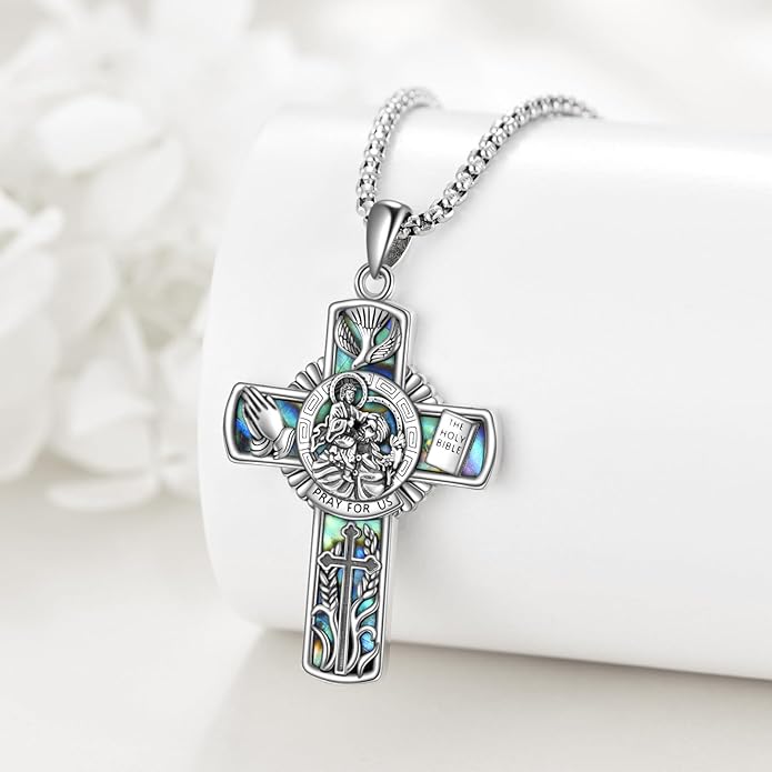 YFN Patron Saint Necklace Sterling Silver Amulet Medal Pendant Religious Protector Jewelry Gifts for Women Men