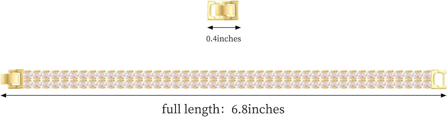 14K Gold Plated Tennis Bracelet for Women – Classic CZ Link Design, Fits 6.0"–7.2" Wrists – Stylish Sparkling Jewelry Gift, Timeless Tennis Bracelets for Women