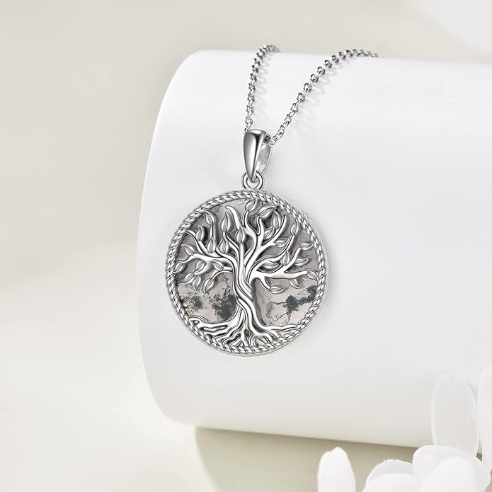 TIGER RIDER Tree of Life Necklace Sterling Silver Family Tree Pendant Jewelry for Mother Grandmother