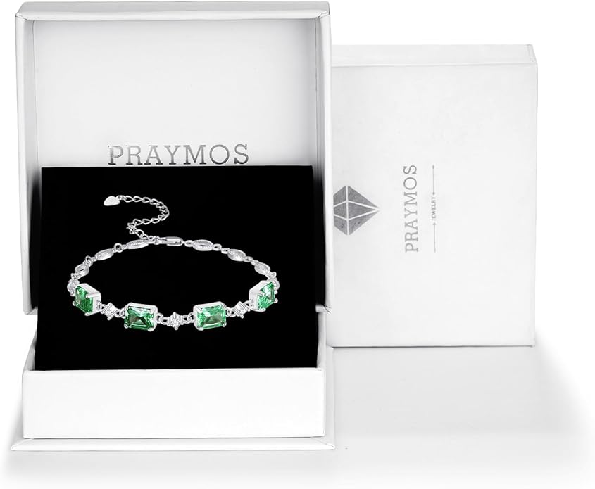 PRAYMOS Birthstone Bracelets for Women Mom Mother's Grandma Sterling Silver Women's Bracelets Birthstone Jewelry Gifts