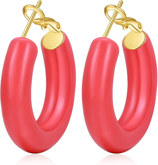 EXGOX 5mm Wide Gold Hoop Earrings for Women,Sterling Silver Hoop Earrings Large Silver Hoop Earrings Hypoallergenic Lightweight 14K Real Gold Plated Big Hoop Earrings for Women 30/40/50/60/70mm