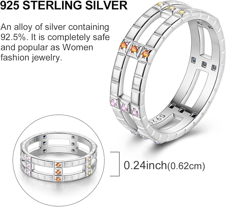 NARMO 925 Sterling Silver Rings for Women Evil Eyes Rings Entwined Line Cubic Zirconia Rings Simple Stackable Finger Rings Engagement Ring Personality Rings Size 6-9