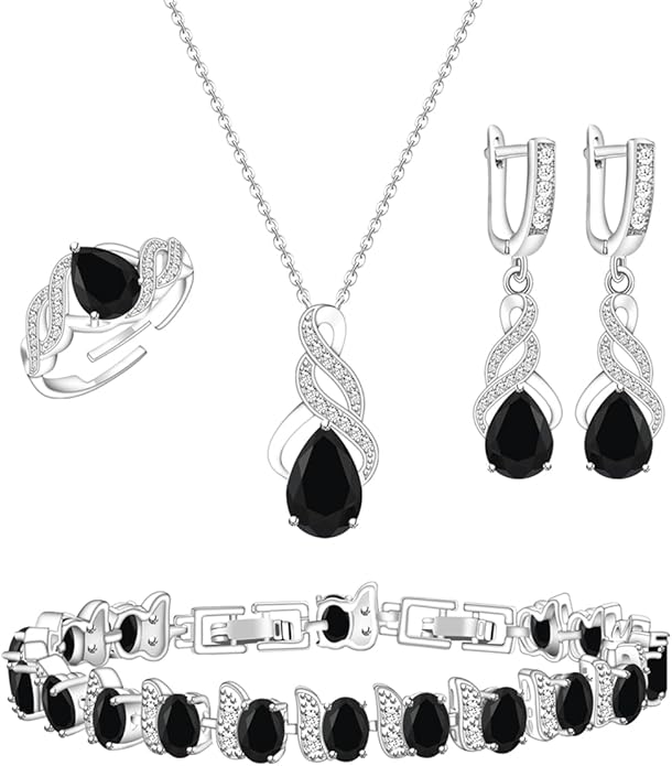 ZCGJWE Wedding Jewelry Set for Women Gem Necklace Earrings Bracelet Luxury Jewelry Set Birthday Valentine's Day Mother's Day Christmas Prom Jewelry Gift