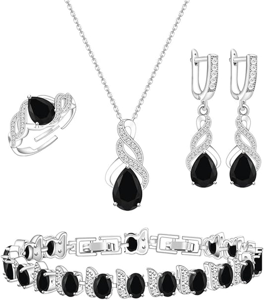 ZCGJWE Wedding Jewelry Set for Women Gem Necklace Earrings Bracelet Luxury Jewelry Set Birthday Valentine's Day Mother's Day Christmas Prom Jewelry Gift