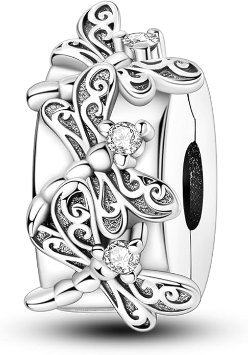 Parmuz Clip Spacer Charm for Bracelet 925 Sterling Silver Pave Cubic Zirconia Lock Stopper Bead Star Moon Evil Eye Jewelry Charm for Woman