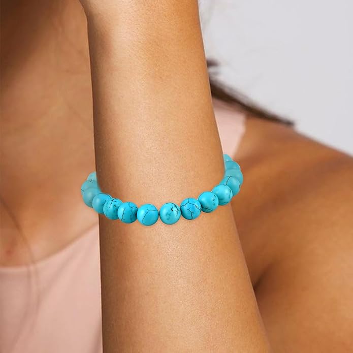 Genuine Turquoise Bead Bracelet for Women Authentic Western Bracelet Vintage Natural Gemstone Real Turquoise Jewelry for Women