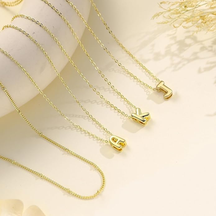 Bubble Letter Necklace Layered Initial Necklaces for Women Dainty Cute Choker Pendant Stack Jewelry Teen Gift Trendy Stuff