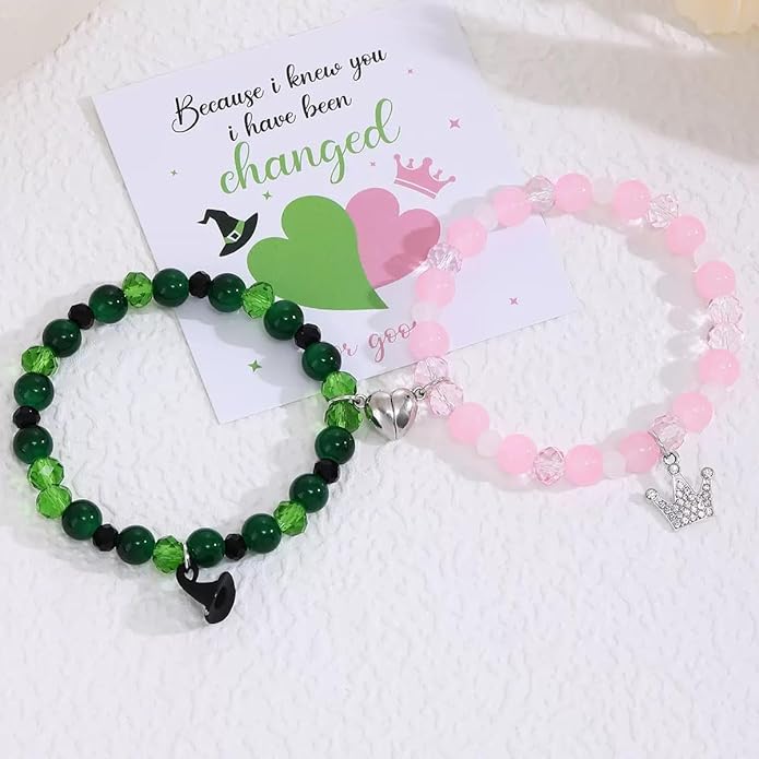 Axepet Witch Jewelry Set Magic Wand&Witch Hat Beaded Stretch Bracelet Earrings BFF Couples Necklace, Christmas Party Dress Deco Witch Merch Jewelry