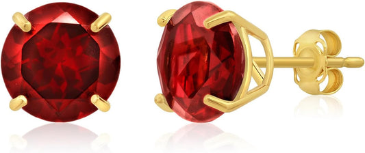14k Gold Large Round Stud Earrings for Women | 9mm Birthstone Earrings | Gemstone Earrings for Women | Gemstone Stud Earrings for Women by MAX + STONE