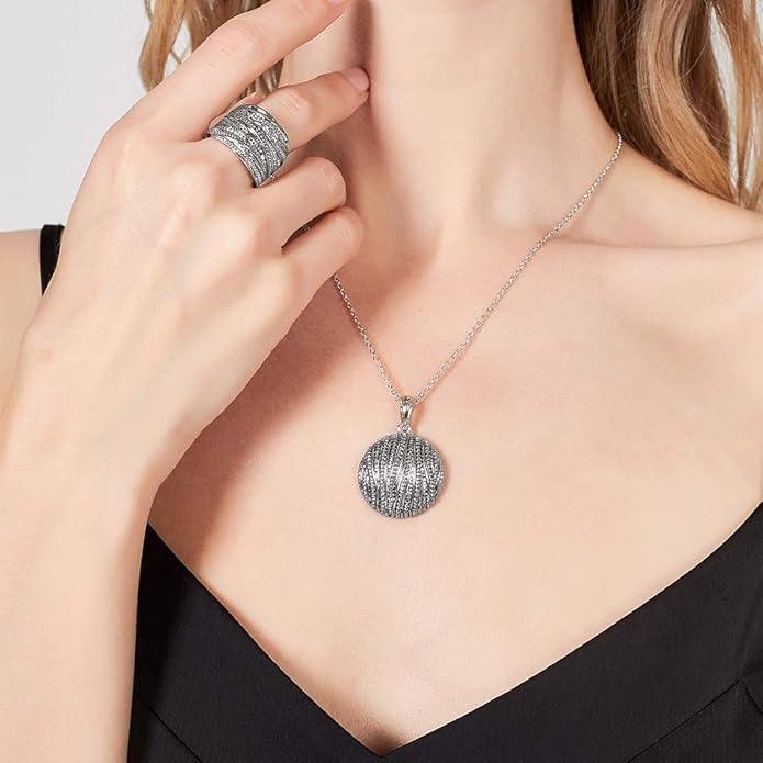 Mytys Coin Pendant Necklace for Women 18K Gold and Silver Intertwined Crossover Pendant Two Tone Necklaces Christmas Jewelry Gift