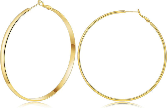 Gacimy 14K Gold Plated Hoop Earrings for Women, 14k Real Gold Plated with 925 Sterling Silver Post, Hypoallergenic Lightweight Thick Hoops Earrings for Women Trendy