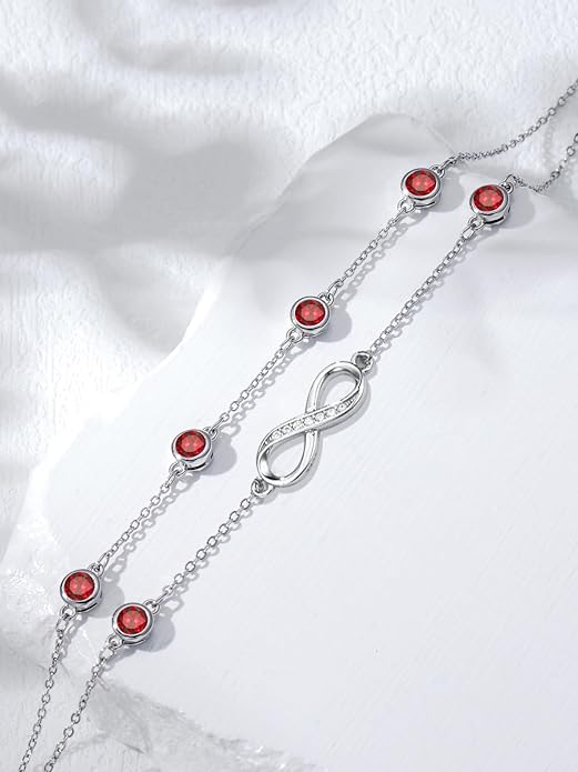 Dorunmo Anklet Bracelets for Women 925 Sterling Silver Infinity Anklets Bracelets Birthstone Jewelry Gifts for Mom Wife