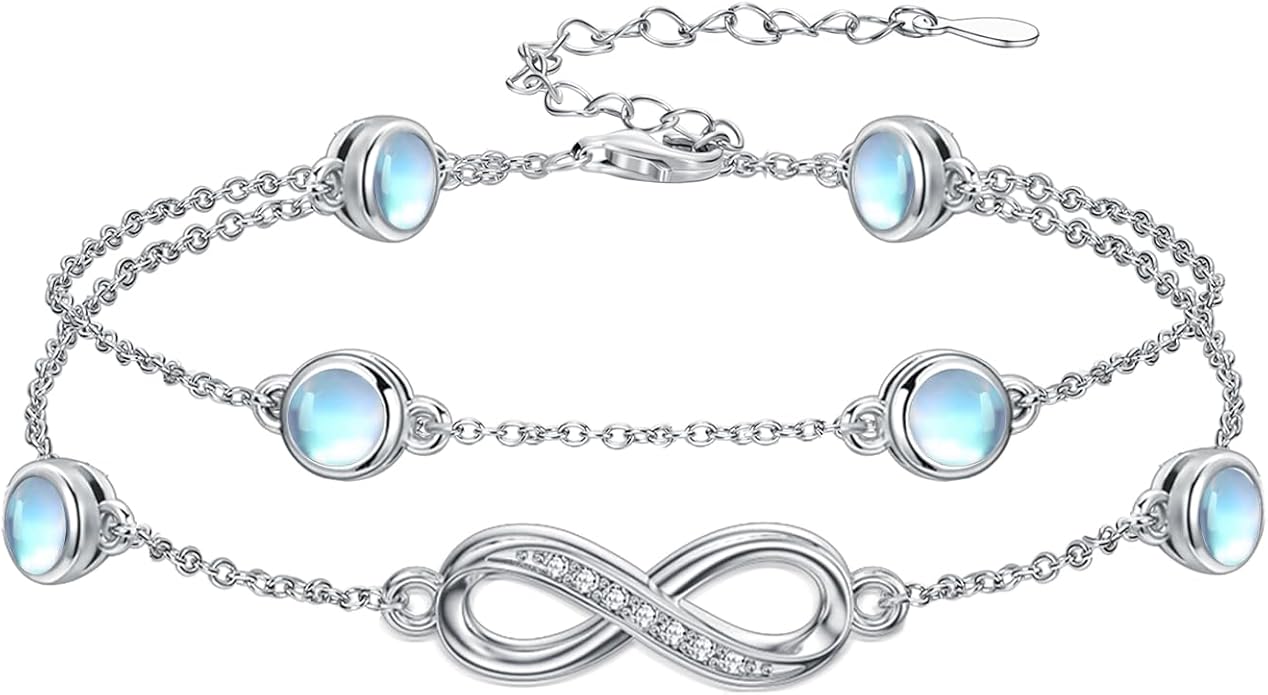 Dorunmo Anklet Bracelets for Women 925 Sterling Silver Infinity Anklets Bracelets Birthstone Jewelry Gifts for Mom Wife