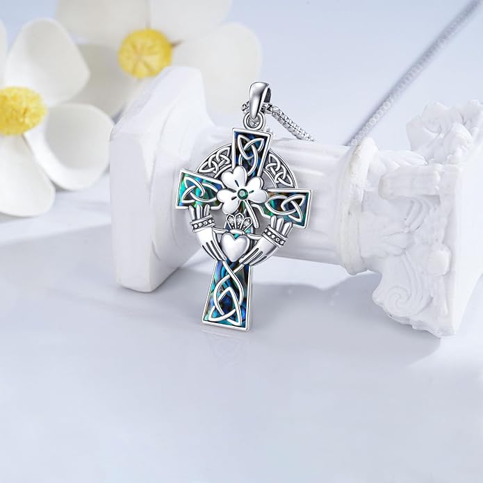 Cross Necklace for Men 925 Sterling Silver Celtic Cross Pendant Christian Jewelry Religious Christmas Gifts for Women