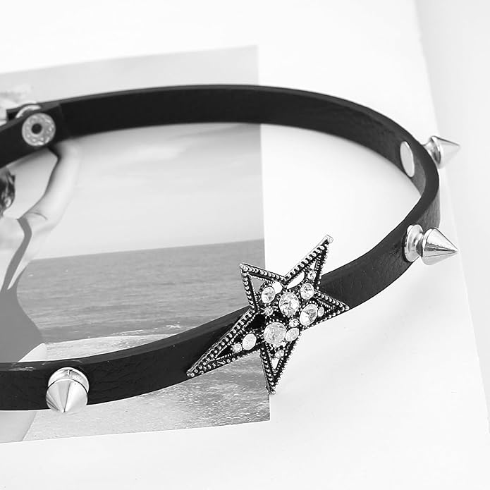 HZMAN Adjustable Goth Black Choker Necklace for Women 90s Collar, Emo Accessories