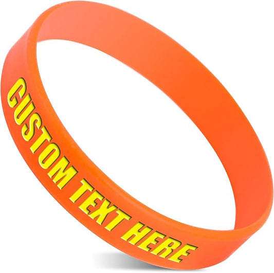50 Custom Rubber Bracelets Personalized Silicone Wristbands Customized Bulk for Events, Support, Wedding, Awareness, Motivation Customizable