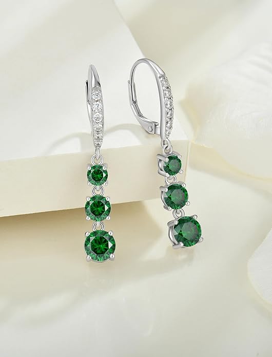 Starchenie Dangle Drop Earrings for Women 925 Sterling Silver Leverback Earrings Birthstone Jewelry