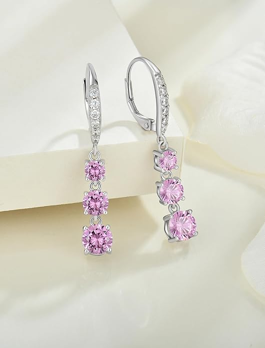 Starchenie Dangle Drop Earrings for Women 925 Sterling Silver Leverback Earrings Birthstone Jewelry
