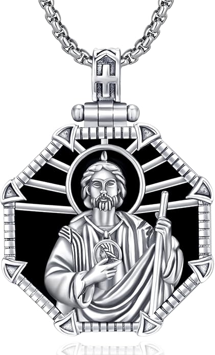 Taioiat Saint Necklace 925 Sterling Silver St Necklace Amulet Pendant Jewelry Religious Gift for Men Women