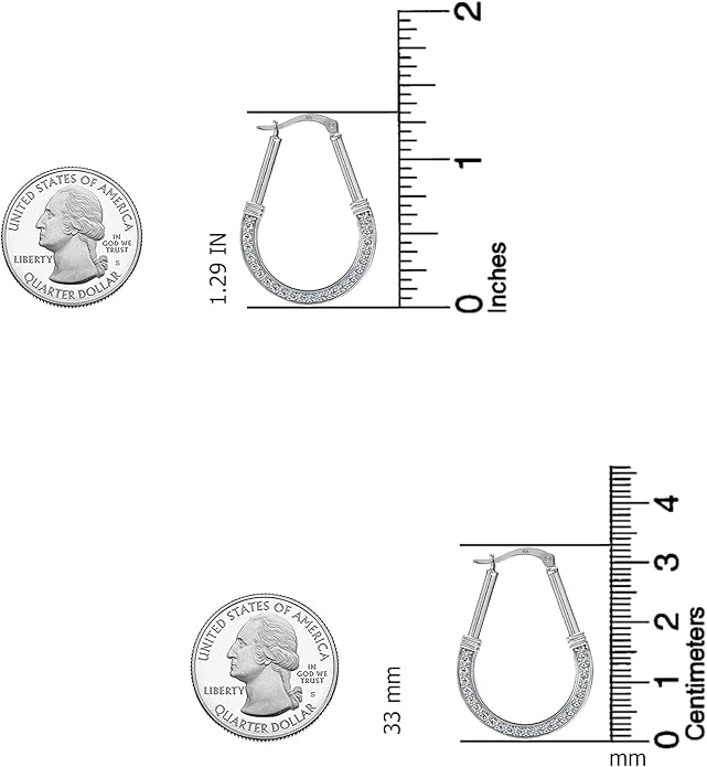 LeCalla 925 Sterling Silver Hoop Earrings | Italian Design Classic Diamond-Cut Textured Earring Hoops | Women's Drop Shape Oval Hoop Earring Jewelry for Women